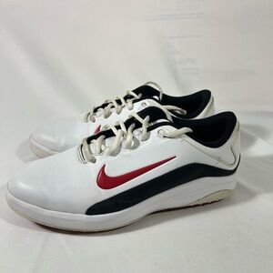 NIKE VAPOR PRO GOLF SHOES MEN 8 WHITE BLACK‎ RED W/FITSOLES COUNTRY CLUB ACTIVE